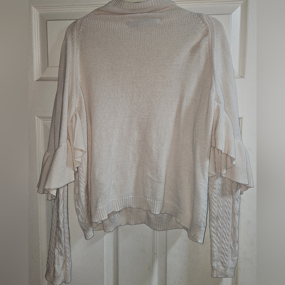 Project Naadam Chic Cream Ruffle Cable Knit Sweater - Picture 3 of 3
